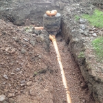 Drainage elements being constructed