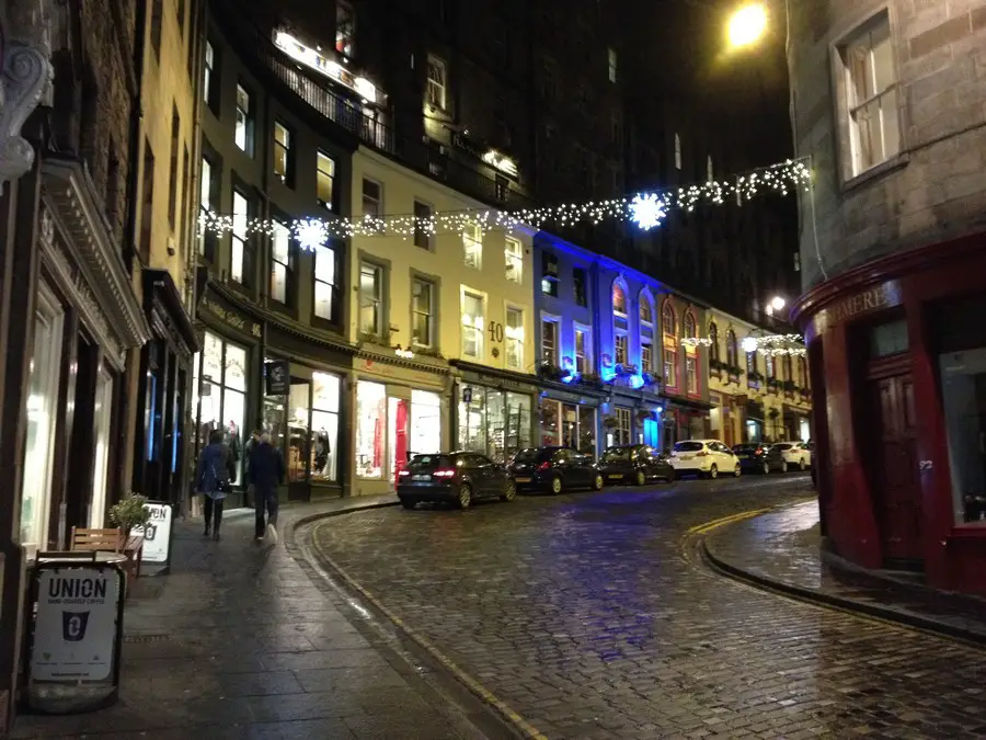Victoria Street Edinburgh Old Town at night