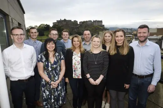 Stuart Bishop with new recruits at Barton Willmore Edinburgh office