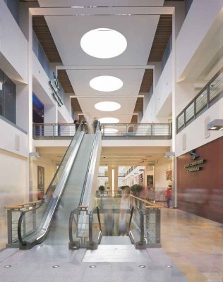 Ocean Terminal Leith shops interior escalator