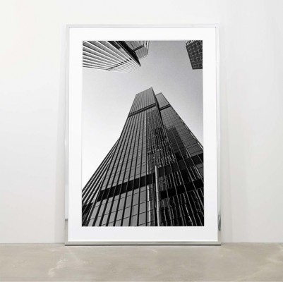 Black and white photo wall art for interior skyscraper