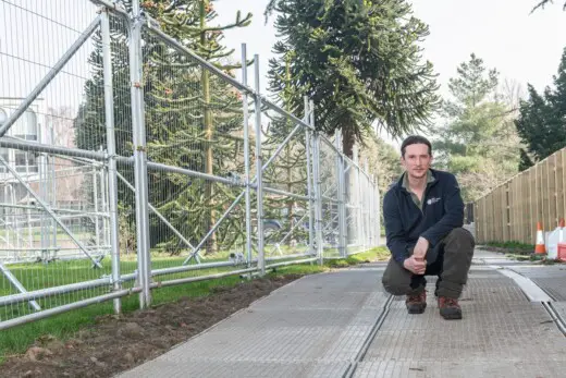 Arboriculturist Will Hinchliffe at Royal Botanic Gardens Edinburgh root bridge