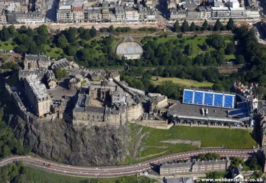 Edinburgh Castle from the air in Scotland