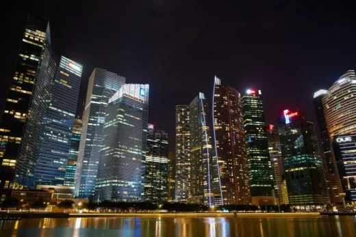 Modern residences in Singapore property at night