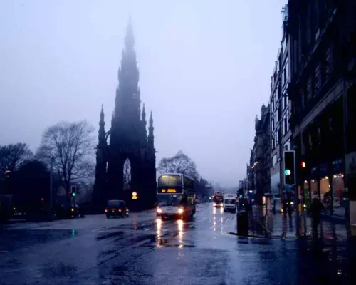 Princes Street Scott Monument Edinburgh traffic