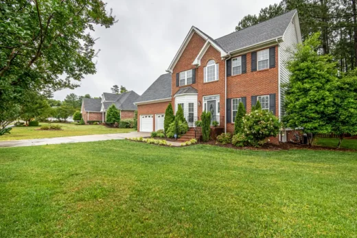 house lawn garden grass turf path trees